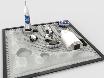 LEGO toy blocks moon base 3d model