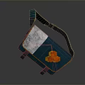 Stylish Blue Crossbody Bag with Orange Flowers Gray Panel and Black Strap