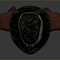 Realistic Male Character Bust With Black Hat Mustache Brown Vest And Red Shirt