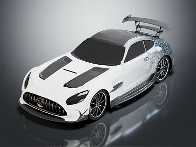 White Sports Car With Sleek Design Black Stripes Rear Spoiler And Alloy Wheels 3d model