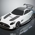 White Sports Car With Sleek Design Black Stripes Rear Spoiler And Alloy Wheels