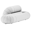 Modern Curved Sofa With Grey And Beige Fabric Upholstery For Living Room Interior Design