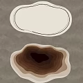 Stylish Shaped Rugs With Modern Design Beige Base Black Line Trim And Brown Gradient Dark Center