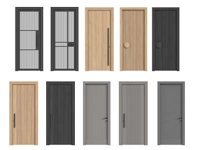 Various Stylish Hinged Doors in Different Materials Colors and Modern Designs for Home Interior 3d model