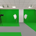 Professional Green Screen Studio Setup With Lighting Cameras Tripods And Windows 3d model