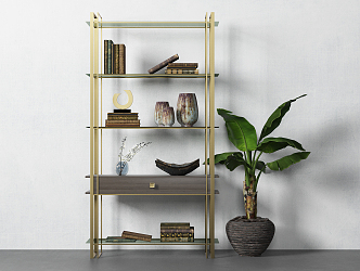 Modern Bookshelf Decorative Cabinet 3d model