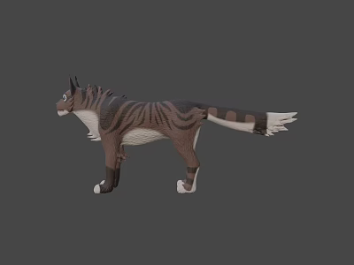 Animated Game Movie Character 3D Model With Striped Brown White Fur Standing Pose 3d model