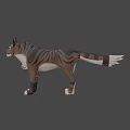 Animated Game Movie Character 3D Model With Striped Brown White Fur Standing Pose