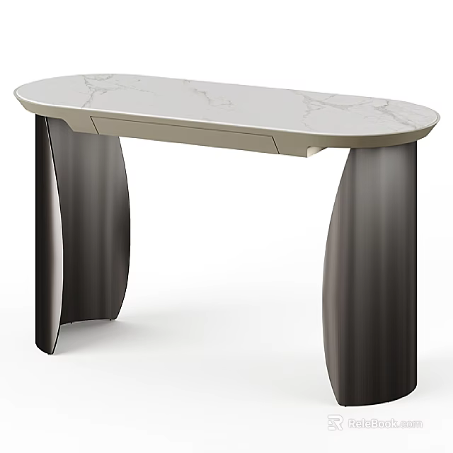 Modern Elegant Side Table With White Marble Top And Dark Metal Legs 3d model