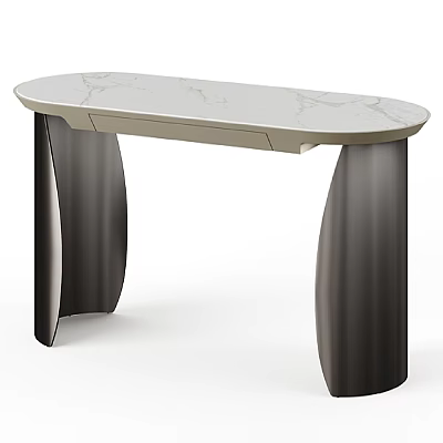 Modern Elegant Side Table With White Marble Top And Dark Metal Legs 3d model