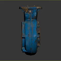 Rusty Blue Industrial Hardware Tool Pump Housing with Circular Opening 3d model