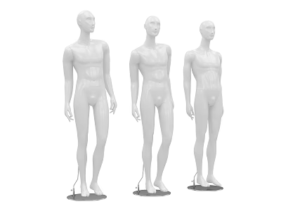 Shop Window Display with Three White Male Mannequins for Fashion Showcase 3d model