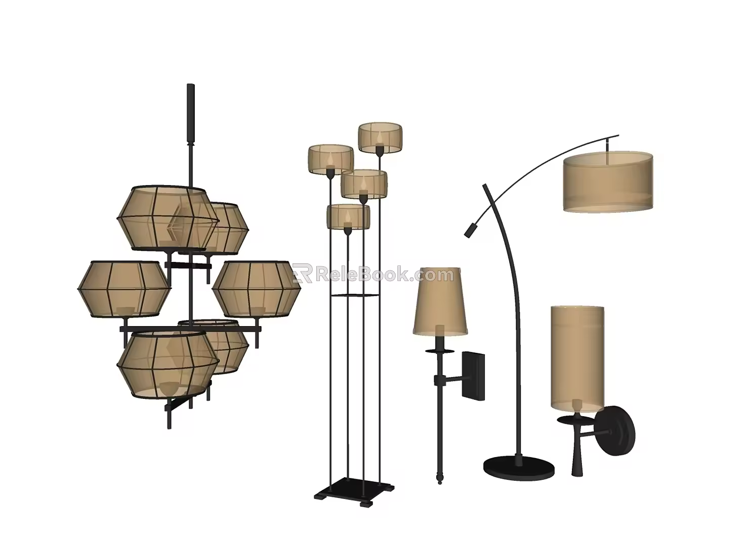 Modern lighting combination chandelier floor lamp wall lamp 3d model