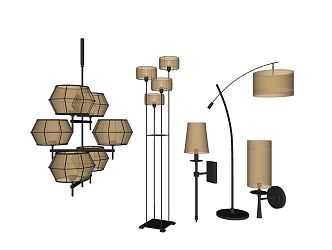 Modern lighting combination chandelier floor lamp wall lamp 3d model