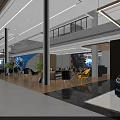 Modern Car Showroom Interior With Luxury Cars Sofas And Large Windows Columns