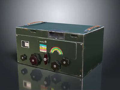 Vintage Green Electronic Device With Control Panel Dials And Knobs Retro Design And Functional Components 3d model