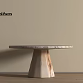 Poliform Round Table With Marble Top And Wooden Pedestal Base Design 3d model