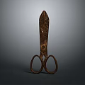 Vintage Rusty Metal Scissors With Patina On Dark Isolated Background
