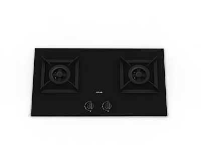 Modern Black Two Burner Gas Stove Kitchen Appliance With Control Knobs 3d model