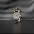 Classic Wrist Watch with Brown Leather Strap White Dial and Golden Roman Numerals