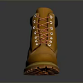 Yellow Work Boots With Orange Laces Black Collar And Durable Rubber Sole