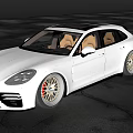 White Luxury Car Featuring Sleek Exterior Design And Gold Alloy Wheels