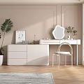 Modern White Dressing Table Interior With Stylish Mirror And Comfortable Chair 3d model