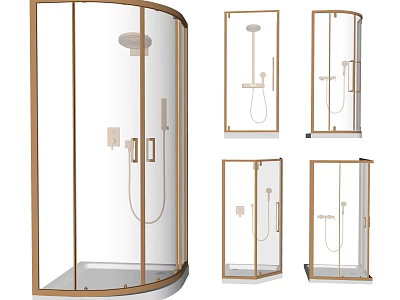 Shower Sauna Glass Enclosure with Metal Frame and Different Angles Design 3d model