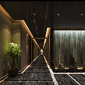 New Chinese Hotel Aisle Hotel Corridor Entrance Aisle Hotel Front Lobby Landscape Sick Guest Room Door 3d model