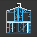 Two Story Building Steel Frame Structure With Blue And White Model Design