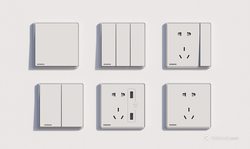 Modern White Electrical Switch Panels For Home Interior With Sleek Minimalist Design 3d model 