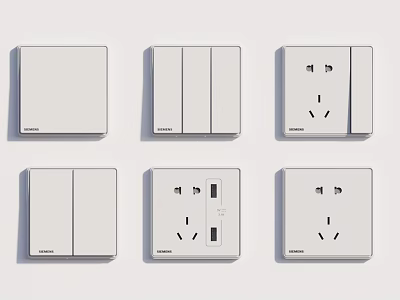 Modern White Electrical Switch Panels For Home Interior With Sleek Minimalist Design 3d model