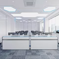 Modern Control Room Interior Setup With Multiple Monitor Screens Control Desks And Large