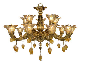 French Chandelier Knock Lighting Romantic Villa Full Copper Chandelier 3d model