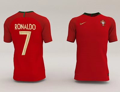 Red Portuguese Soccer Jersey With Nike Logo And Ronaldo Name Number 7 3d model