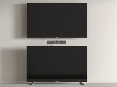 Two Flat Screen Televisions Displayed On Wall And Floor 3d model