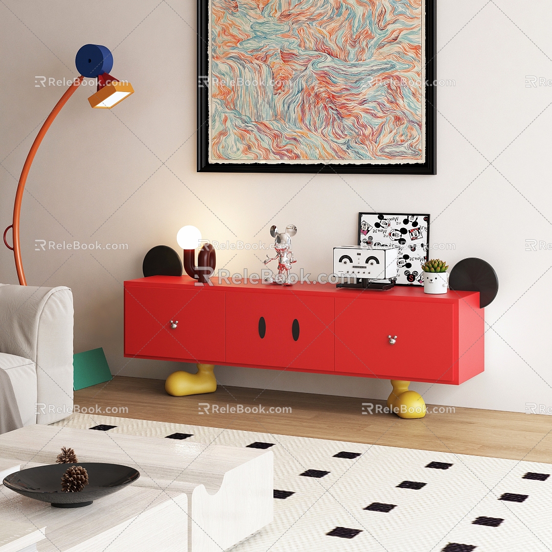 Mickey TV Cabinet Dopamine Style Jewelry Hanging Painting 3d model