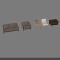 Modern Sofa Set Collection Featuring Two Seater And Single Chairs 3d model