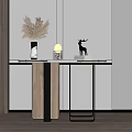 Elegant Modern Console Table With Marble Top Deer Statue Vase And Lamp 3d model