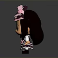 Cute Cartoon Game Movie Character With Brown Hair Teal Streak And Pink Bow