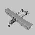 Vintage Biplane Model With Wooden Wings Propeller And Landing Gear