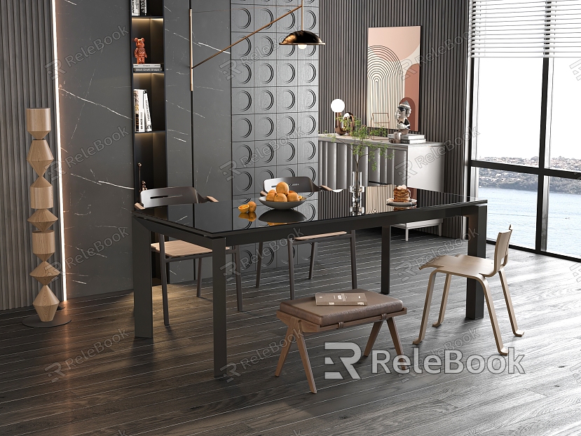 Dining table and chair combination model