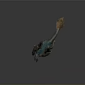 Detailed Reptile Dinosaur Model With Blue Green Brown Open Mouth Standing Pose On Gray Background