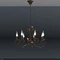 Vintage Style Chandelier With Candle Lights And Ornate Metal Leaf Design