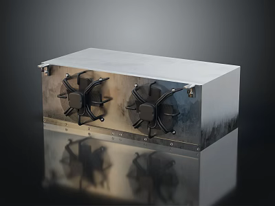 Industrial Metal Device With Dual Fans Rectangular Structure And Shiny Surface 3d model