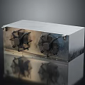 Industrial Metal Device With Dual Fans Rectangular Structure And Shiny Surface 3d model