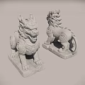 Traditional Stone Lion Sculptures With Ornate Carvings For Outdoor Landscape Decoration