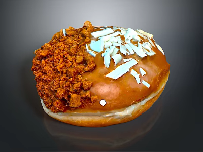 Intricate Donut Sculpture Carving With Orange White Crumbs And Brown Glaze Design 3d model