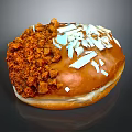 Intricate Donut Sculpture Carving With Orange White Crumbs And Brown Glaze Design