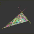 Architectural Plan Displayed On Triangular Flag With Green And White Design